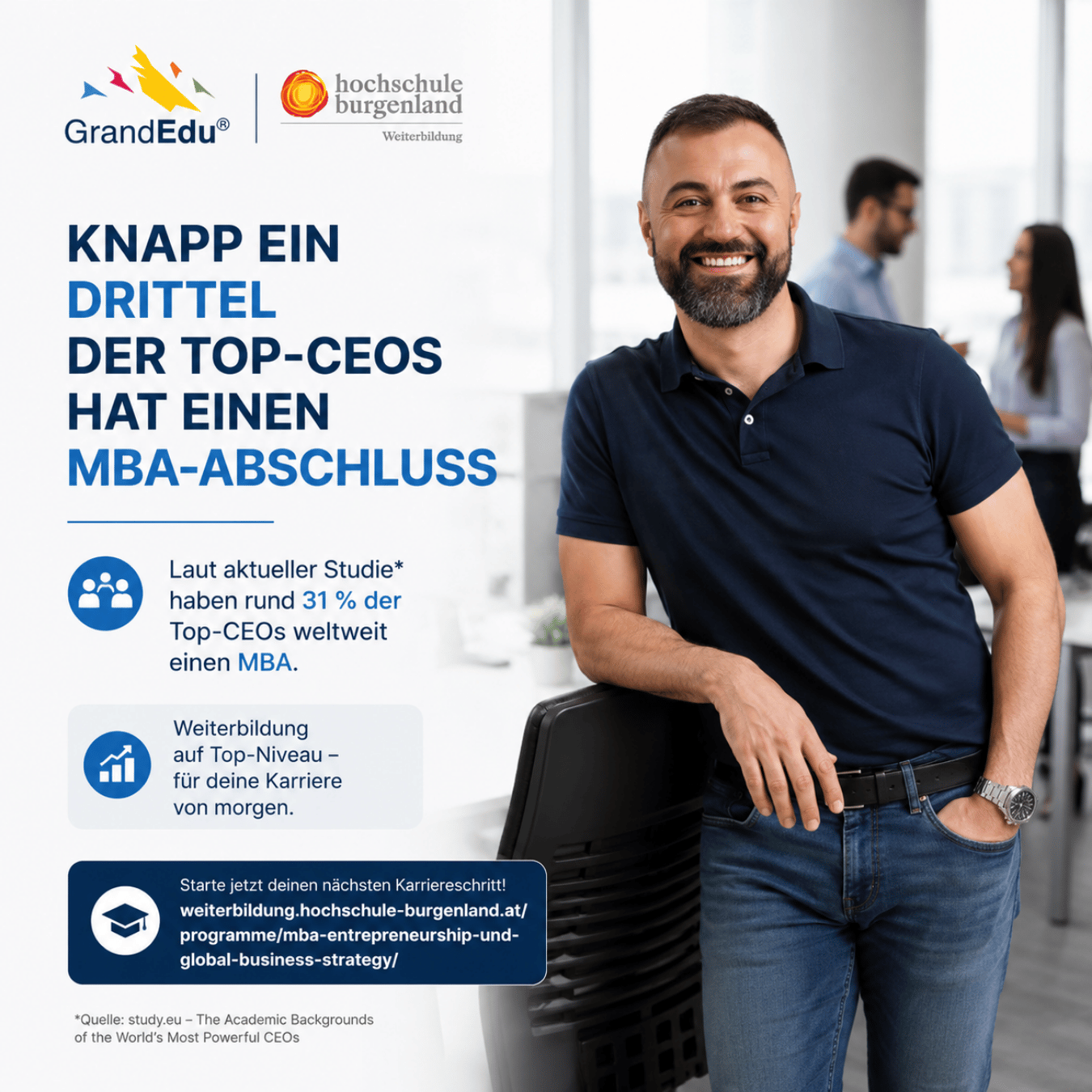 Knapp ein Drittel der Top-CEOs hat einen MBA-Abschluss. Zufall? Wohl kaum.
