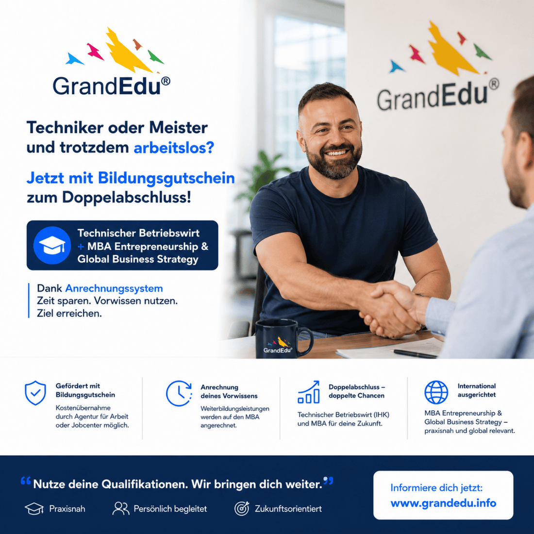 Techniker oder Meister und aktuell ohne Job? Nutze die Zeit für deinen nächsten Karriereschritt. 🚀