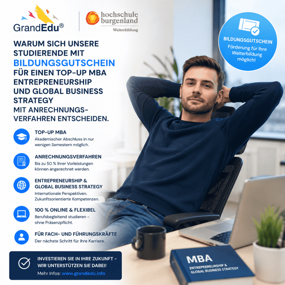 Warum entscheiden sich Studierende mit Bildungsgutschein für den Top-Up MBA? 🎓