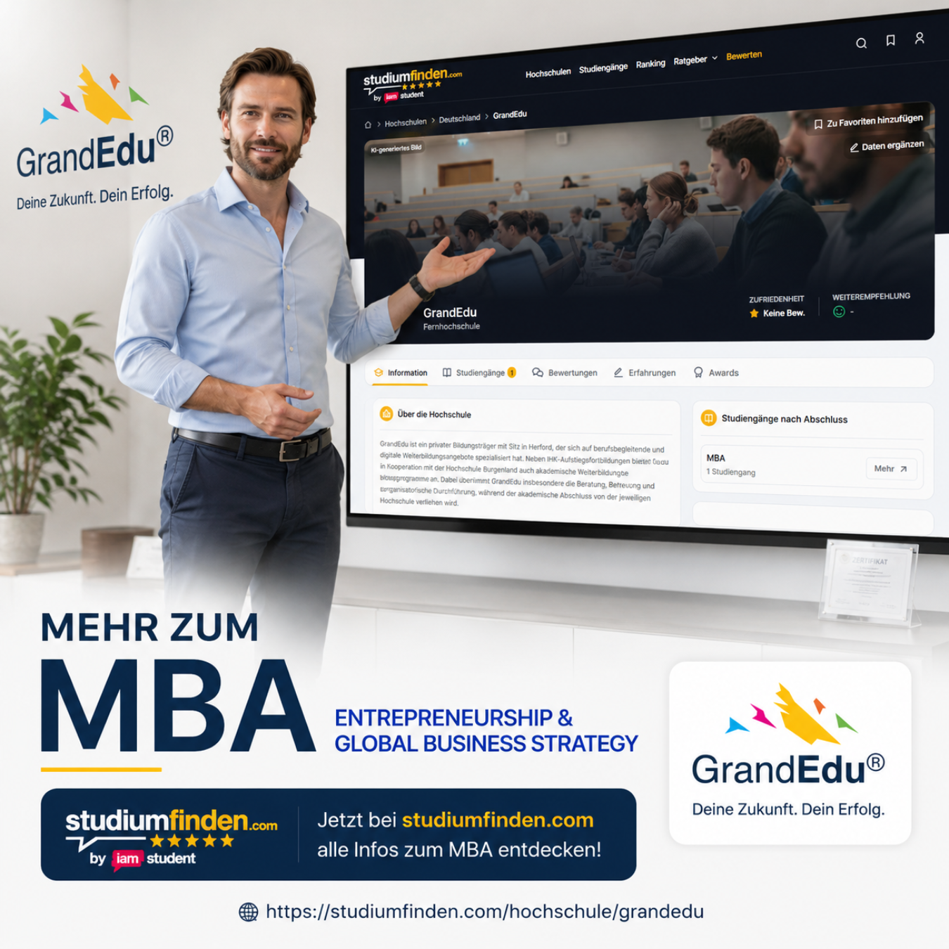 🎓 Mehr Sichtbarkeit für deinen nächsten Karriereschritt: GrandEdu jetzt bei studiumfinden.com