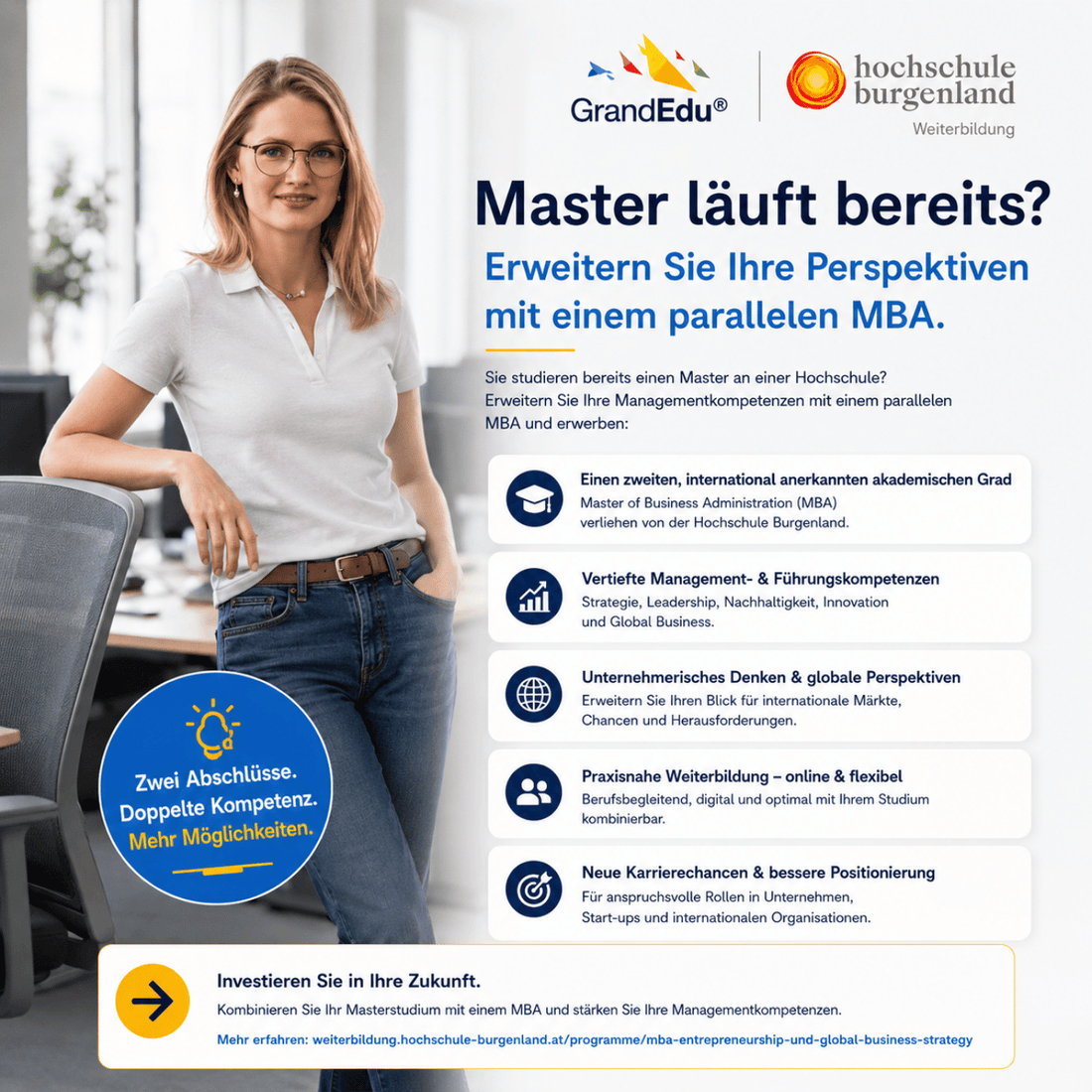 🎓 Sie studieren bereits einen Master? Warum nicht Managementkompetenzen gezielt erweitern und einen zusätzlichen Weg eröffnen?