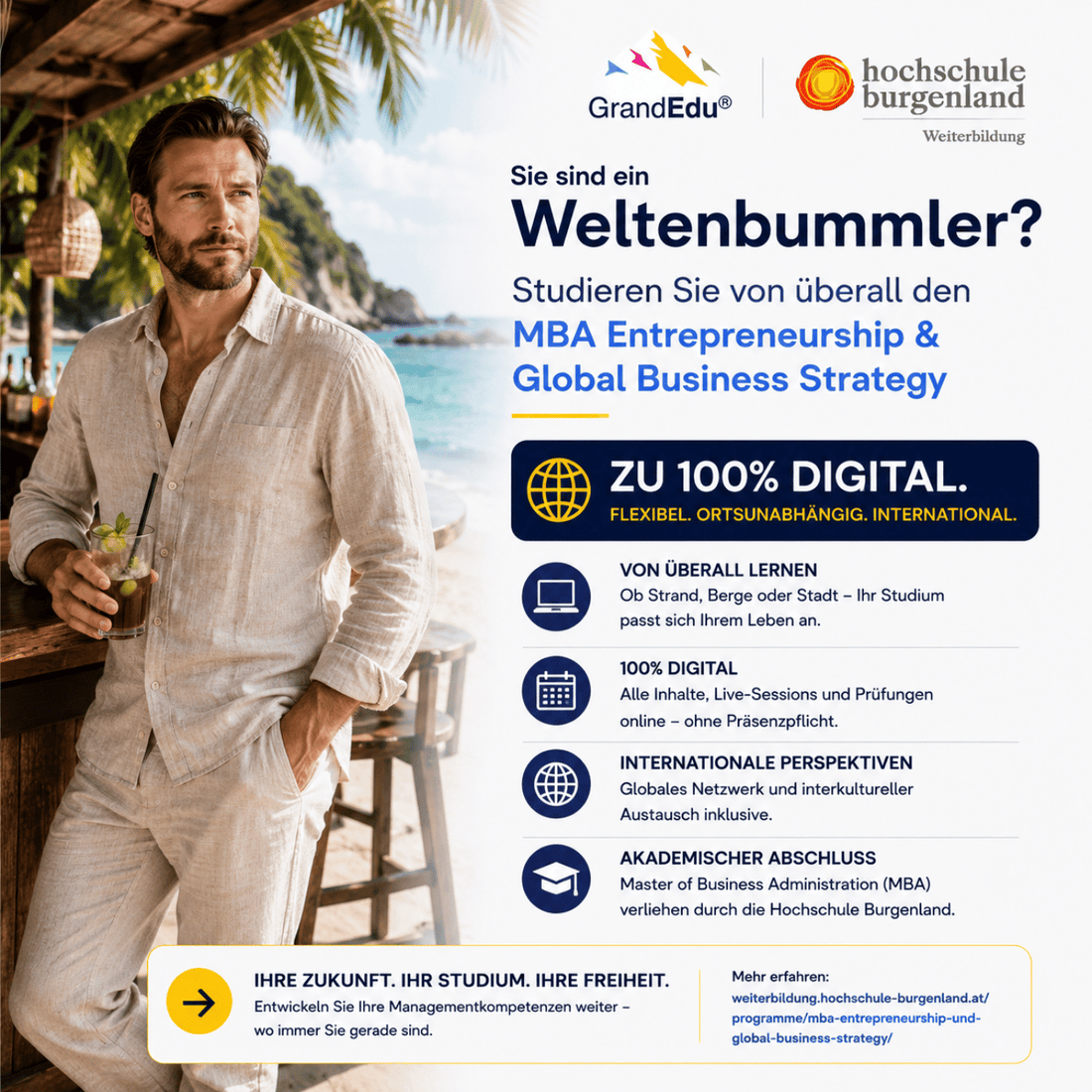 🌍 Arbeiten, reisen und trotzdem akademisch weiterentwickeln? Warum nicht beides verbinden.
