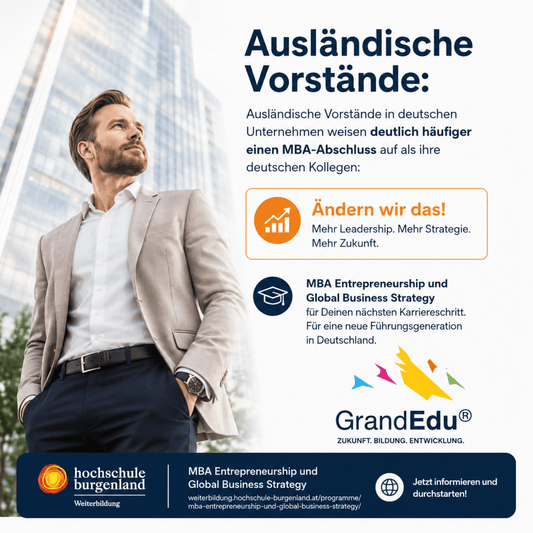 Ausländische Vorstände in deutschen Unternehmen weisen deutlich häufiger einen MBA-Abschluss auf als ihre deutschen Kollegen