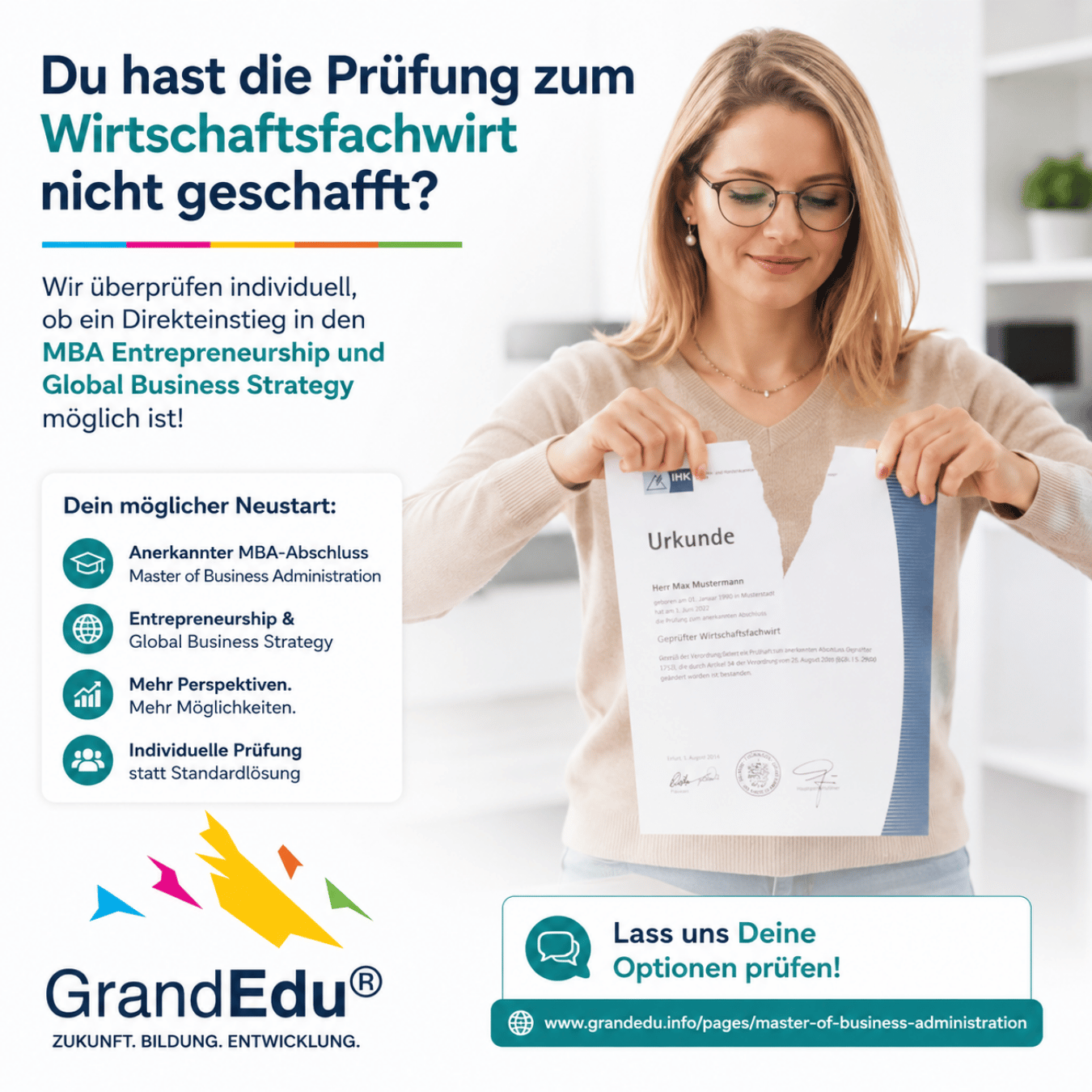 ❌ Wirtschaftsfachwirt nicht bestanden? Das bedeutet nicht automatisch das Ende Deiner akademischen oder beruflichen Entwicklung.