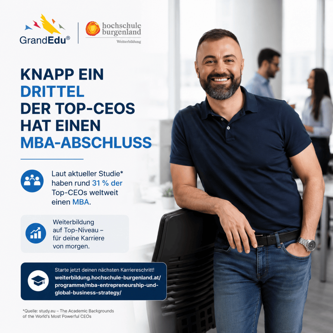 Knapp ein Drittel der Top-CEOs hat einen MBA-Abschluss. Zufall? Wohl kaum.